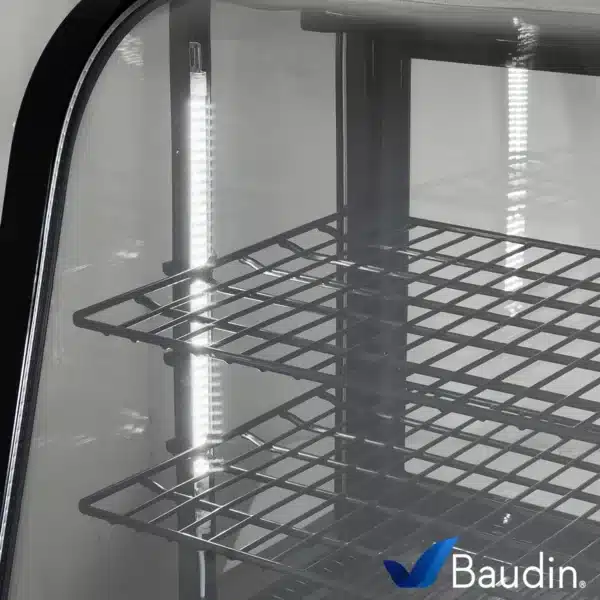 Vitrina Sobre Mostrador Refrigerada 100 Litros Kuma CW-100 Vidrio Curvo Color Negro Baudin detalle luz led