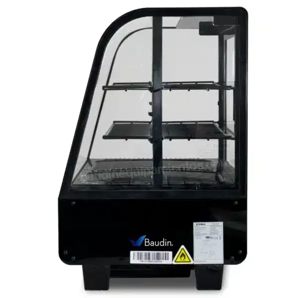 Vitrina Sobre Mostrador Refrigerada 100 Litros Kuma CW-100 Vidrio Curvo Color Negro Baudin detalle luz led Lateral