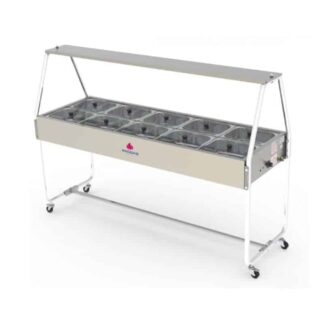 Mesa 10 cubas de calor tapa de vidrio | Progas PRB-10GN