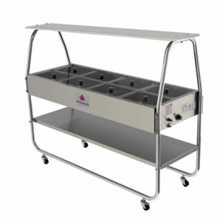 Mesa 8 cubas de calor tapa de vidrio | Progas PRB-08GN