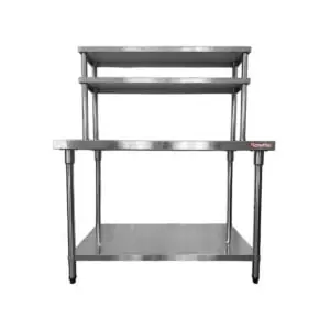 Mesa de Acero Inoxidable 120 x 70 cm con Doble Estante Aéreo | Flamemax HWT-2-712TD