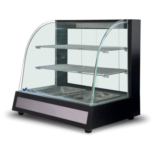 Vitrina Sobre Mostrador Caliente Vidrio Curvo Templado Flamemax HW-827 Baudin Equipamientos