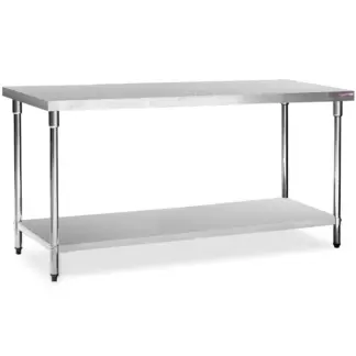 Mesa de Acero Inoxidable 180 x 70 cm con estante | Flamemax 718R