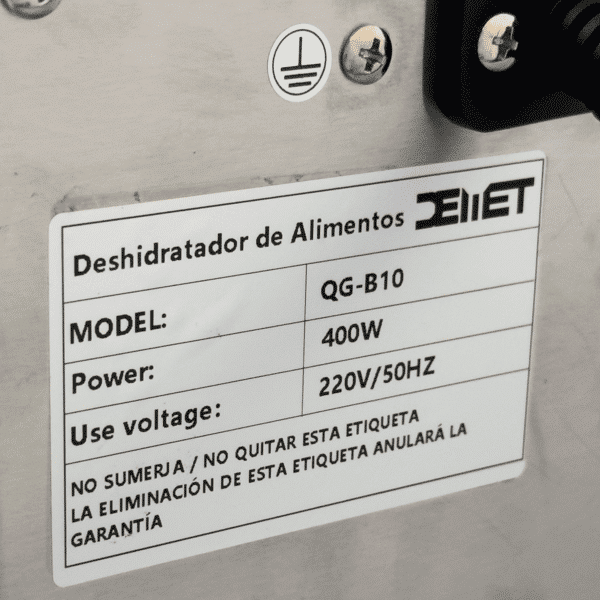 Datos Técnicos deshidratador de alimentos demet