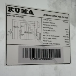 expositor heladera botellero sc-700 detalle etiqueta