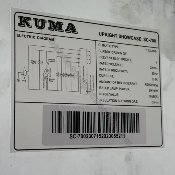 expositor heladera botellero sc-700 detalle etiqueta