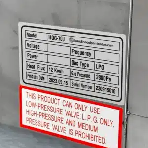 Plancha a gas comercial 70 cm Flamemax HGG-700 Etiqueta