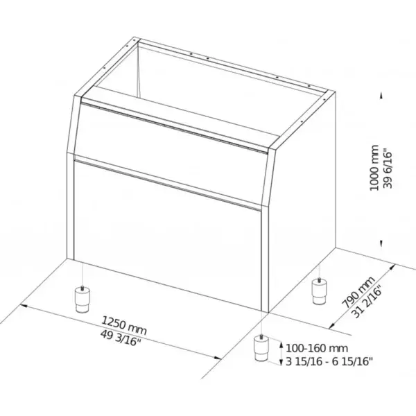 Contenedor de hielo 350 kg Brema Ice Maker BIN 350 Plano