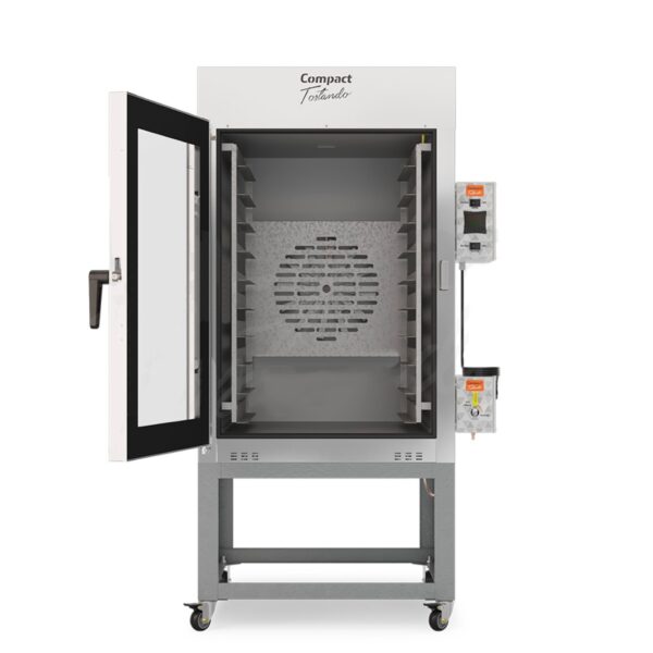 Horno Turninado A Gas Compact Glp10est 10 Bandejas 300 Panes Frente Abierto