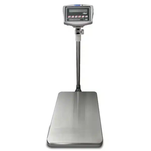 Bascula Comercial Digital hasta 150 kg de capacidad Cely VC-50 con Certificado LATU Vista Frontal Superior