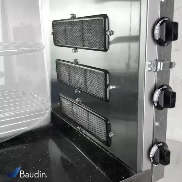 Spiedo horno rotativo de mesa multiuso a gas Progas PRP-124G Detalle Perillas