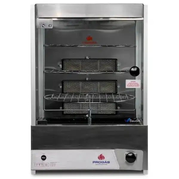 Spiedo horno rotativo de mesa multiuso a gas Progas PRP-124G Vista Frontal