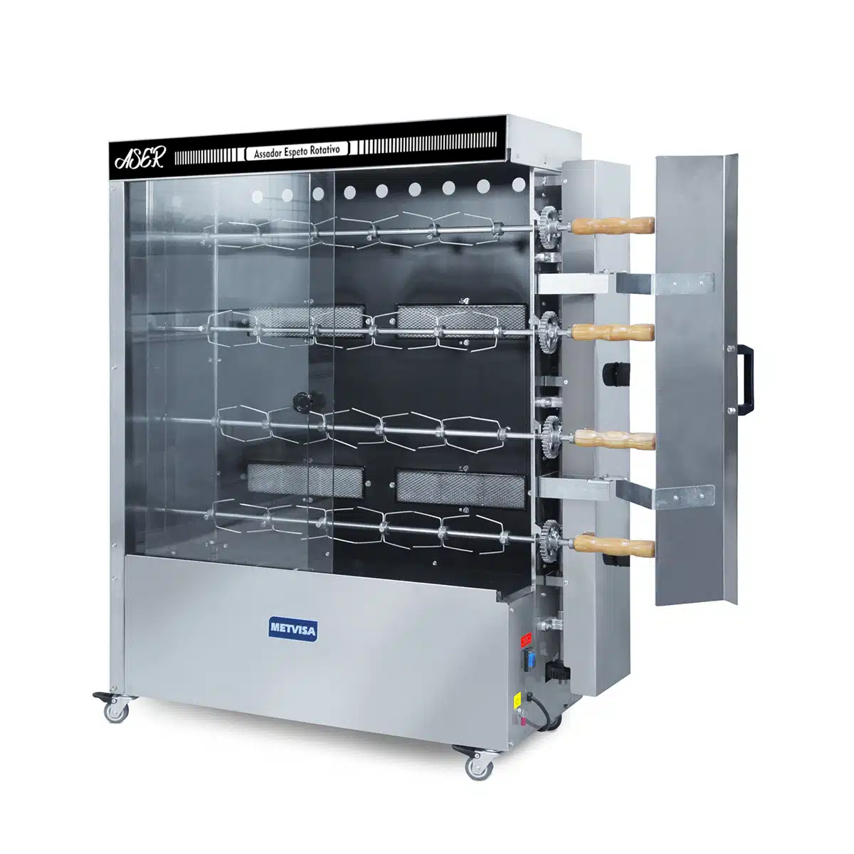 Spiedo para 20 Pollos de 4 Espadas con Horquilla Metvisa ASER.40 Abierto
