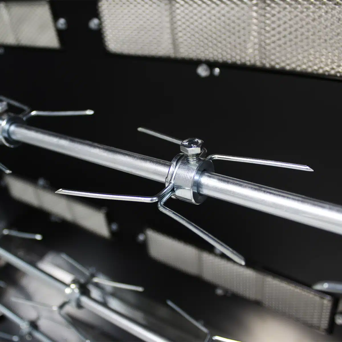 Spiedo para 20 Pollos de 4 Espadas con Horquilla Metvisa ASER.40 Detalle Pinchos Spiedo