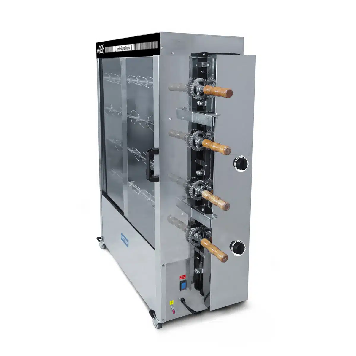 Spiedo para 20 Pollos de 4 Espadas con Horquilla Metvisa ASER.40 Vista Lateral