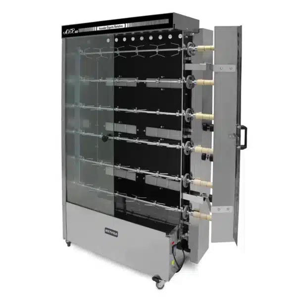 Spiedo para 30 Pollos con 6 espadas Metvisa ASER-60 Abierto