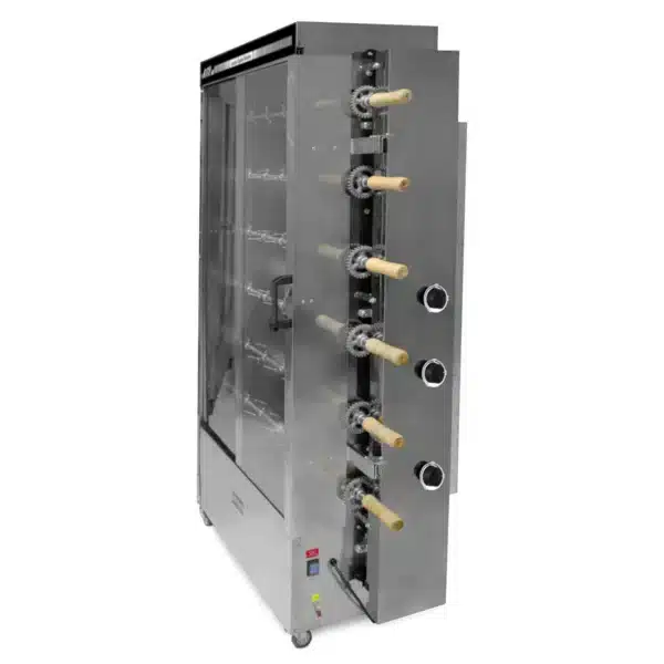 Spiedo para 30 Pollos con 6 espadas Metvisa ASER-60 Vista Lateral