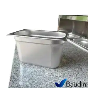 Bajo Mostrador Refrigerado con Topinera de acero inoxidable 90 cm ancho 2 puertas comercial 3 cubas con frio marca Kuma PS900