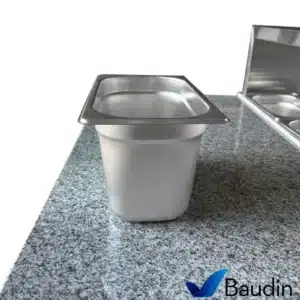 Bajo Mostrador Refrigerado con Topinera de acero inoxidable 90 cm ancho 2 puertas comercial 3 cubas con frio marca Kuma PS900