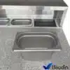 Bajo Mostrador Refrigerado con Topinera de acero inoxidable 90 cm ancho 2 puertas comercial 3 cubas con frio marca Kuma PS900