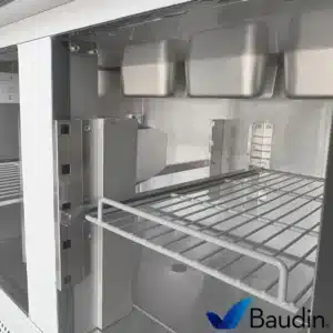 Bajo Mostrador Refrigerado con Topinera de acero inoxidable 90 cm ancho 2 puertas comercial 3 cubas con frio marca Kuma PS900