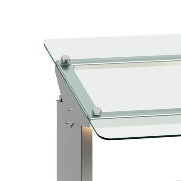 Mesa Buffet Caliente 6 cubas acero inoxidable con tapa Gelopar Vidrio protector