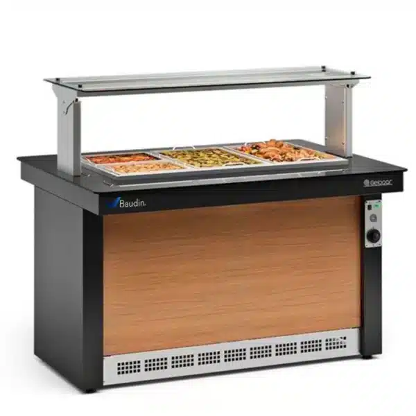 Mesa Buffet 6 cubas Refrigerada acero inoxidable con tapa Gelopar GBRF-140 PR Baudin Comprar en Uruguay