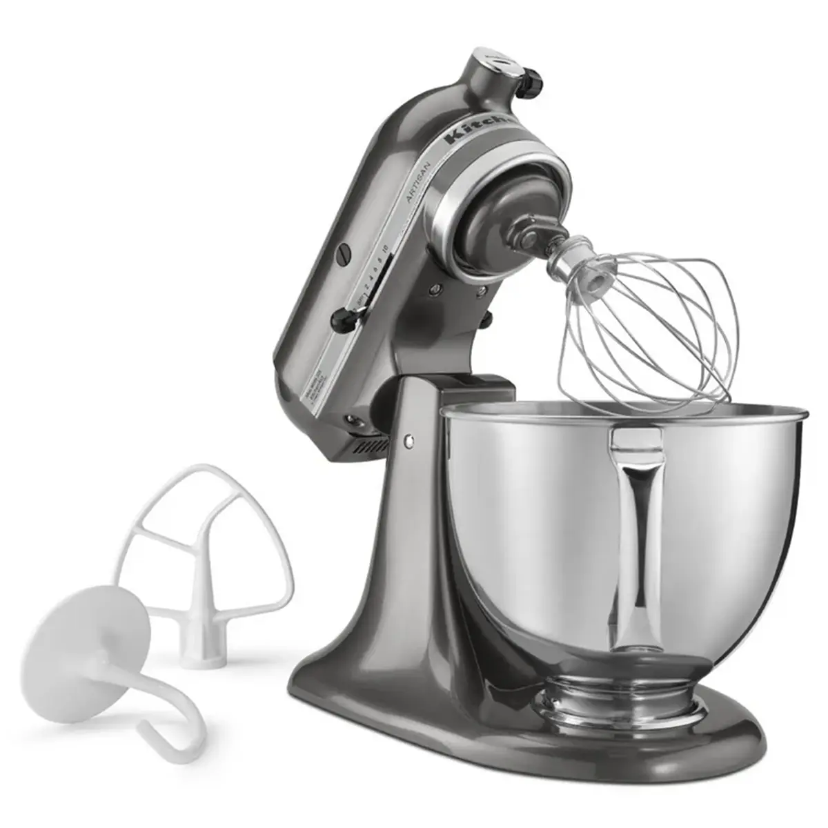 Batidora Planetaria KitchenAid Profesional KitchenAid Artisan Gris Vista con Accesorios