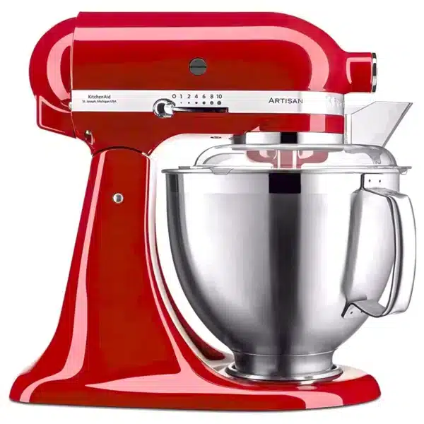 Batidora Planetaria KitchenAid Artisan Roja Imperial Red Rouge Imperial Vista Lateral con Tapa