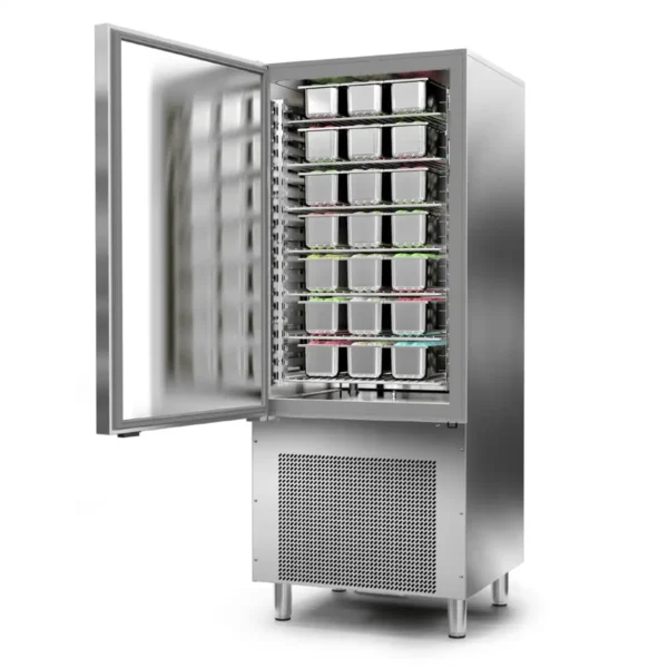 Abatidor de temperatura 15 Bandejas Afinox Faster 15 Abierto con bañeras de helado