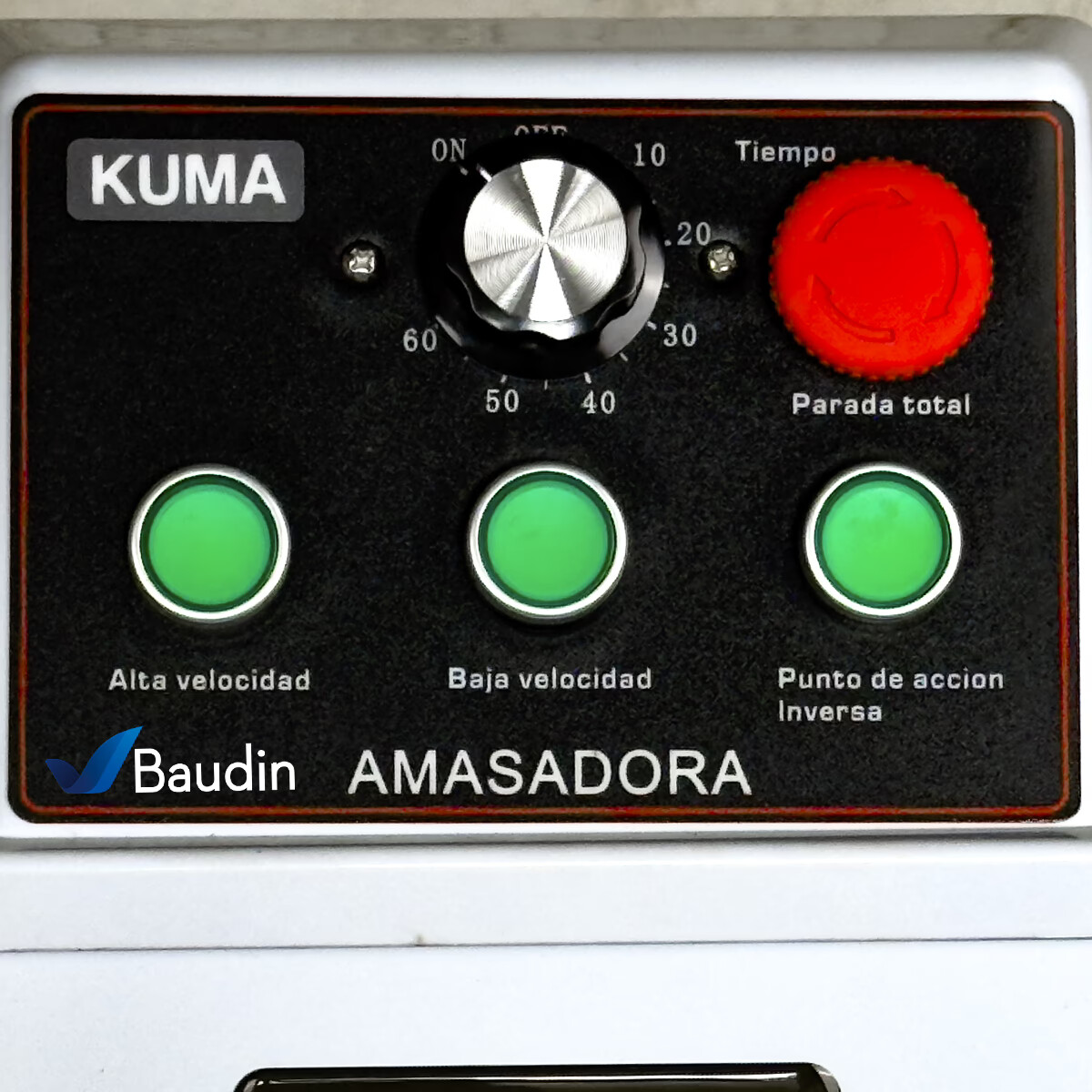 Amasadora 2 Velocidades Kuma 20 Litros SH20 Baudin Vista Botonera