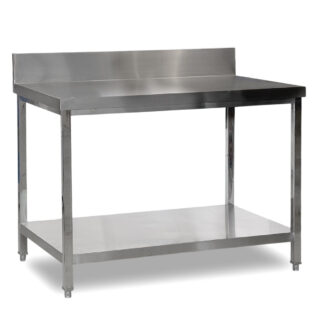 Mesa de Acero Inoxidable 150x80cm zocalo y estante | Baudin MZE-1580