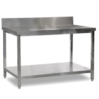 Mesa de acero inoxidable con Zocalo y Estante 180x80 Baudin