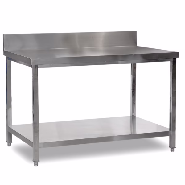 Mesa de acero inoxidable con Zocalo y Estante 180x80 Baudin