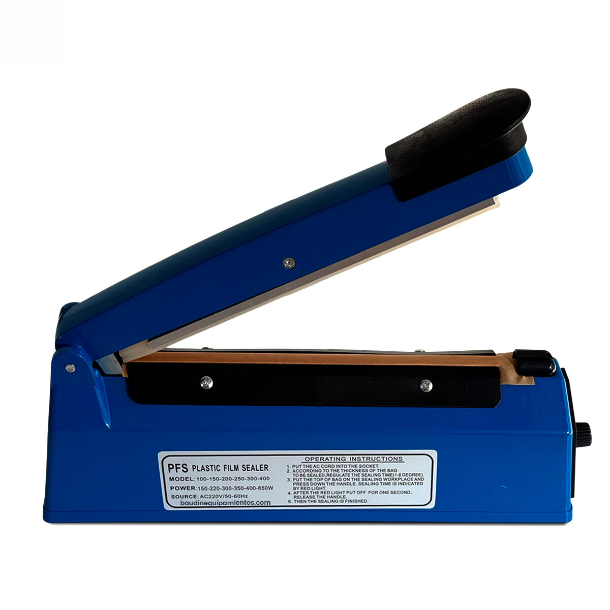 Selladora de Bolsas electrica Manual 20 cm Chica Kuma PFS-200 Baudin Vista Lateral