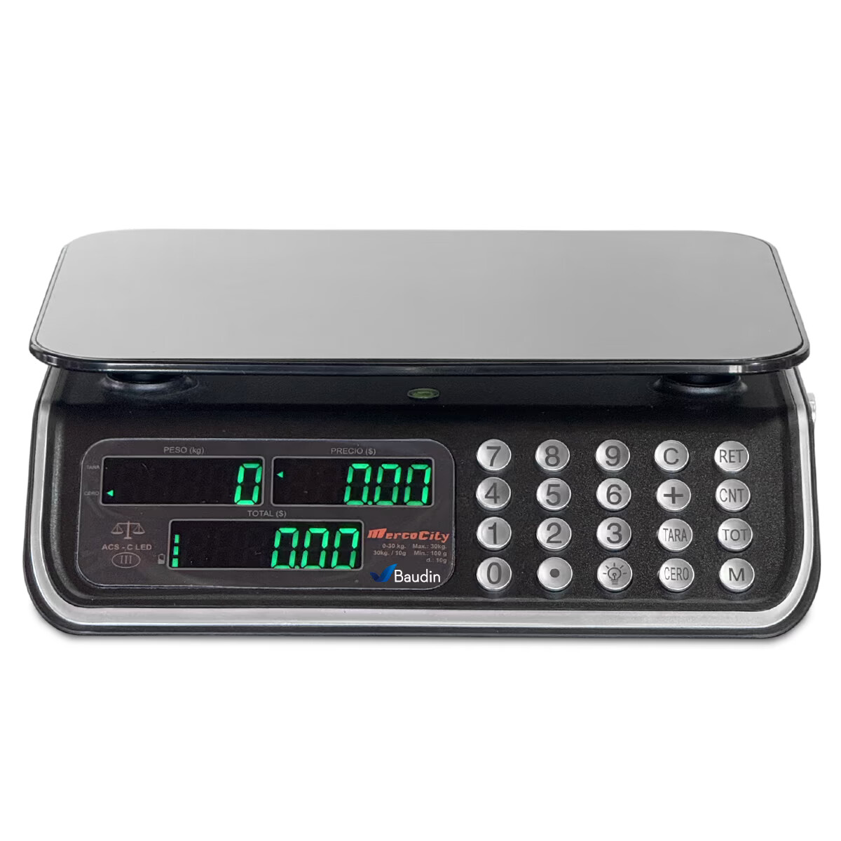 Balanza Comercial 30 kg con Batería y Visor LED Mercocity ACS-C LED