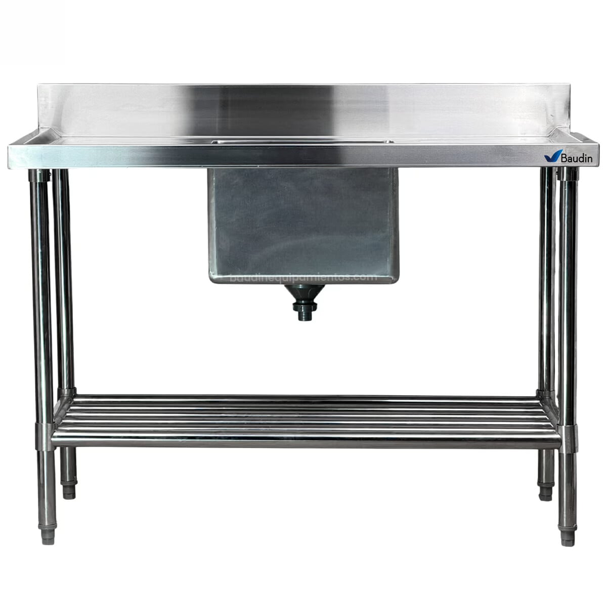 Mesada con Bacha al centro 120 x 60 Acero Lundar