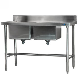 Mesada con Doble Bacha 120×60 cm con Zocalo Lundar DM33-6-1200 Principal