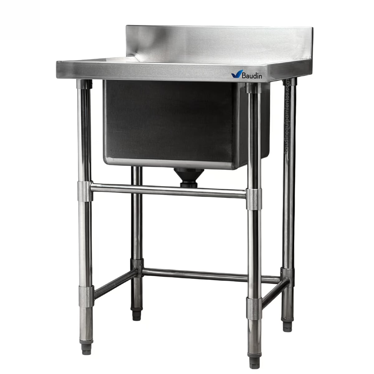 Pileta industrial de acero inoxidable con Zocalo 60 x 60 x 85 cm Acero Inoxidable Lundar DM32-6-600