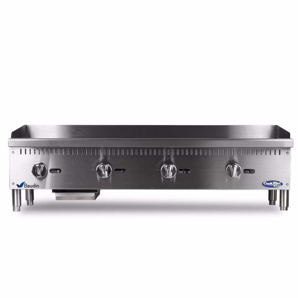 Plancha a gas profesional acero inoxidable ideal para hamburguesa Smash Americana excelente calidad Cook Rite 120 cm