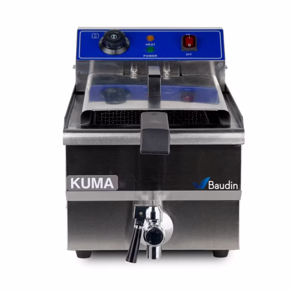 Freidora eléctrica profesional 10 Litros con Canilla de Desagote acero inoxidable Kuma HEF-100