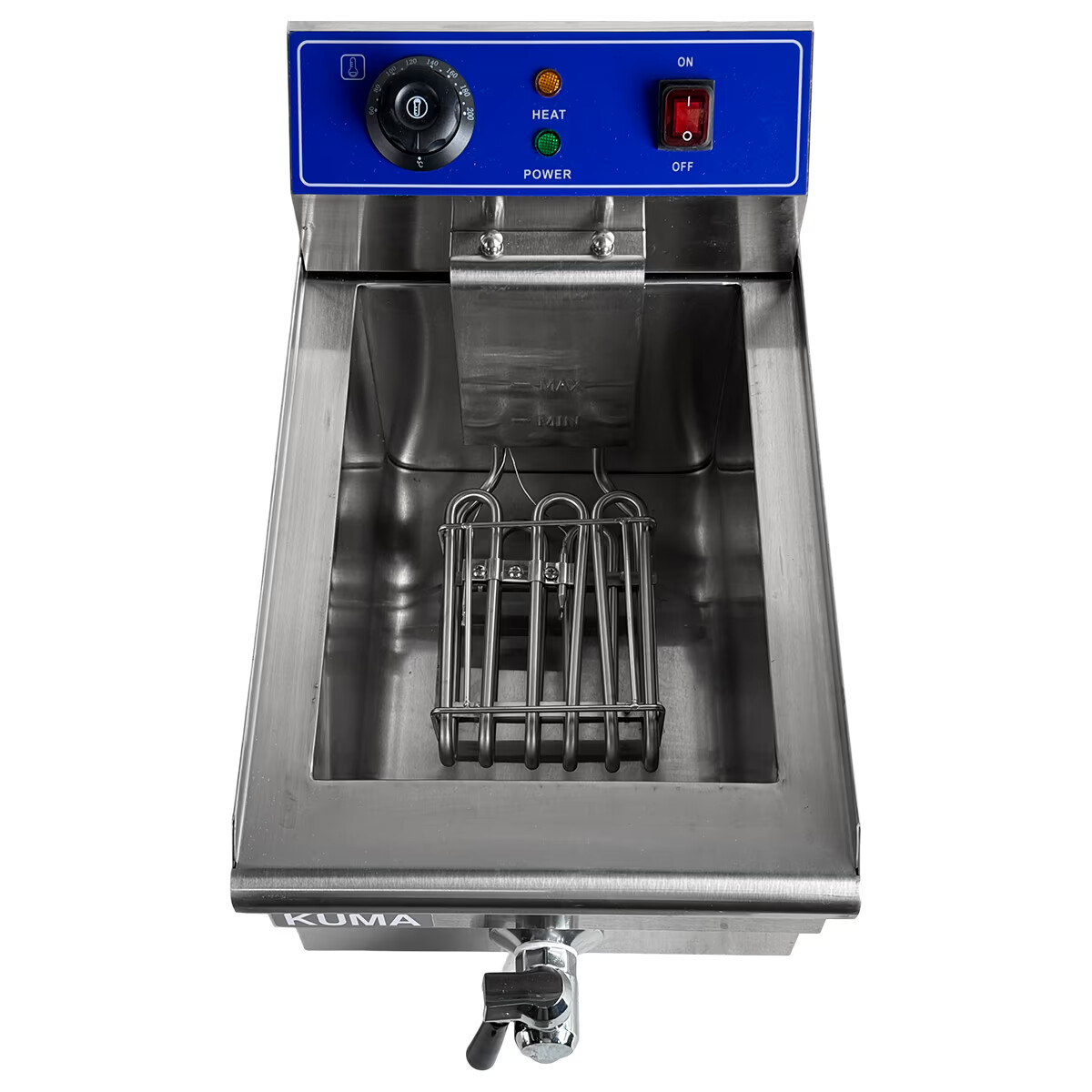 Freidora eléctrica profesional 10 Litros con Canilla de Desagote acero inoxidable Kuma HEF-100 vista Superior