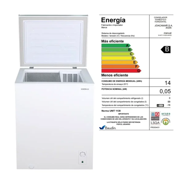 Freezer Horizontal 100 Litros Dual | Xion XI-HF111 | Baudin