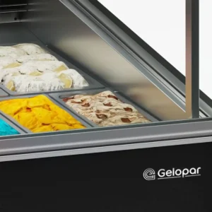 Vitrina Expositora de Helados 12 cubas Detalle Helado en cubas