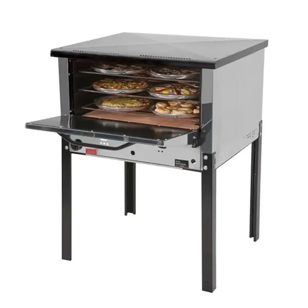 Horno Pizzero a Gas Morelli NOVA 12 Interior con Pizzas