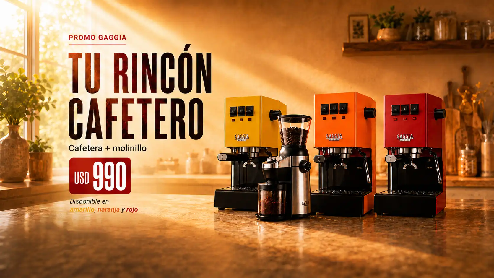 Promo Gaggia — cafetera espresso Classic Color Vibes Evo + molinillo MD15 por USD 990